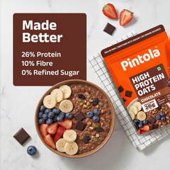 Pintola 26g High Protein Oats - Dark Chocolate, For Weight Loss, Breakfast Cereals Pouch (1 kg)
