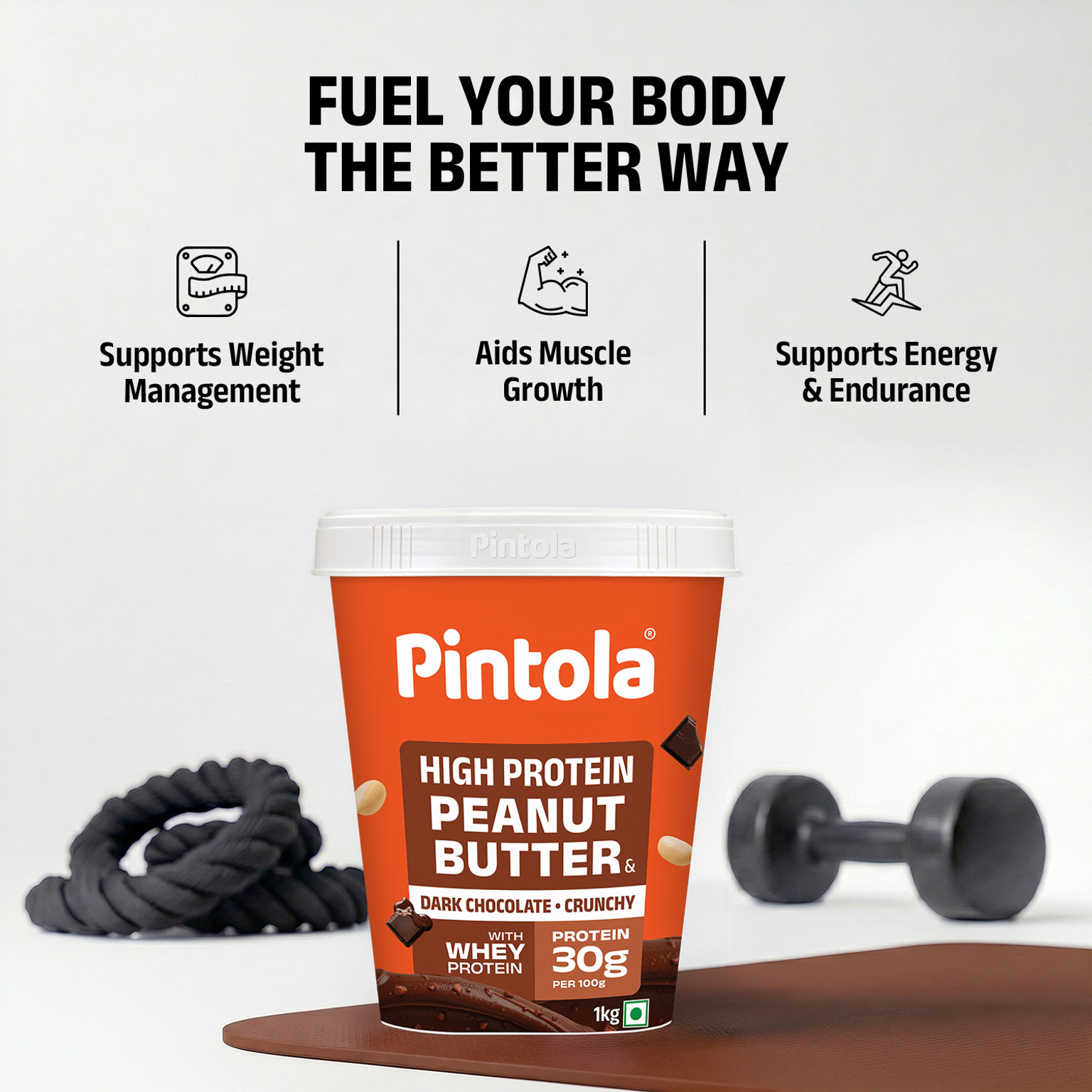 Pintola HIGH Protein Peanut Butter (Dark Chocolate) (Crunchy) (1 kg)