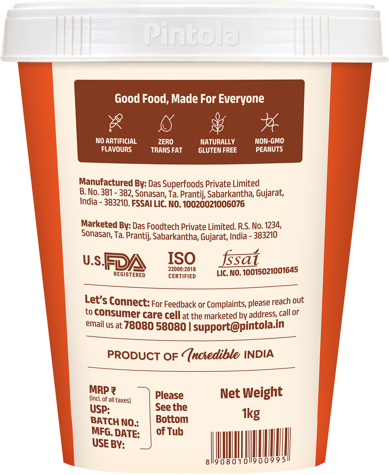Pintola HIGH Protein Peanut Butter (Dark Chocolate) (Crunchy) (1 kg)
