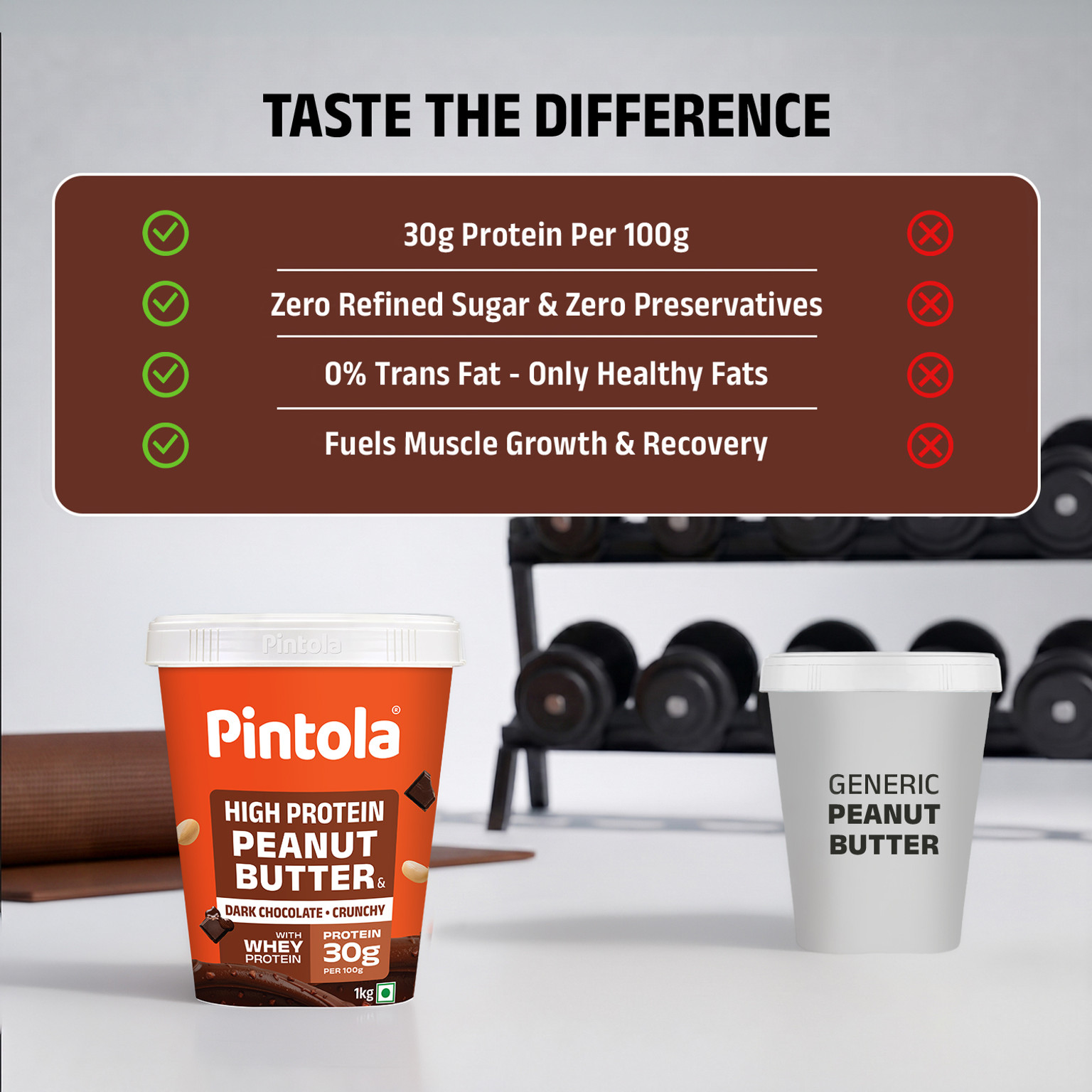Pintola HIGH Protein Peanut Butter (Dark Chocolate) (Crunchy) (1 kg)