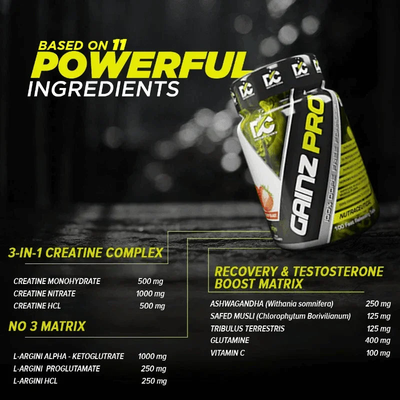Doctor's Choice Gainz Pro For Increased Muscle Mass & Endurance Mass Gainer Improves Muscle Definition 100 Tablets