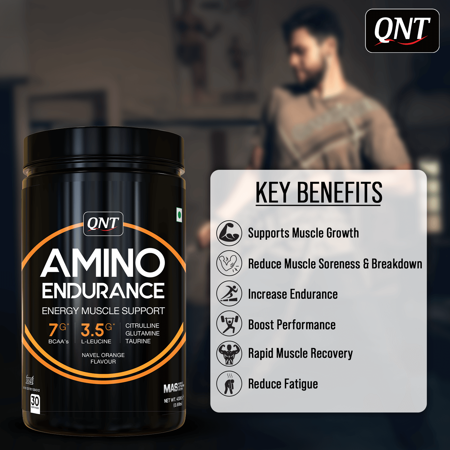 QNT AMINO ENDURANCE BCAA POWDER | 400 G
