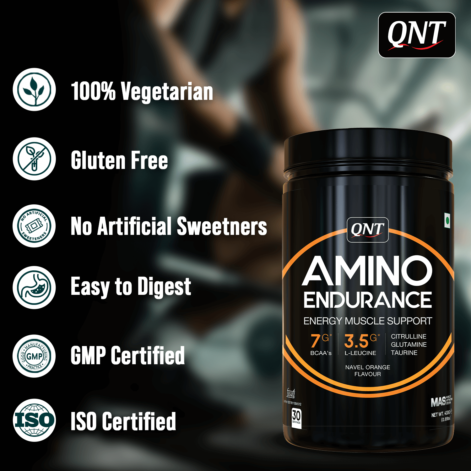 QNT AMINO ENDURANCE BCAA POWDER | 400 G