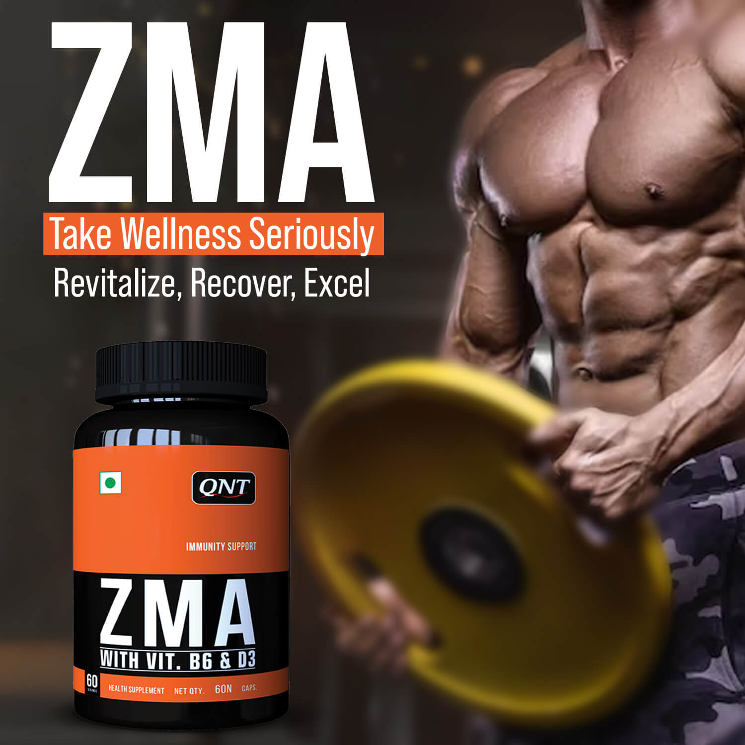 ZMA (ZINC MAGNESIUM ASPARTATE) VIT B6 WITH D3 | 60 CAPS