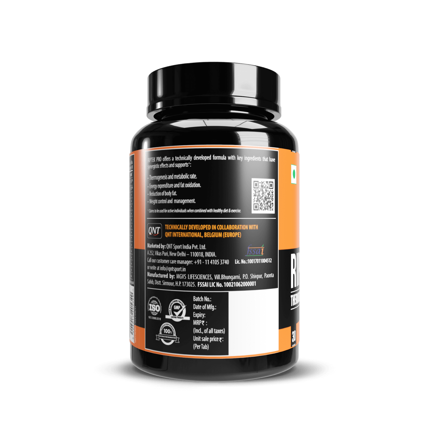 QNT RIPTEK PRO: THERMOGENIC FAT BURNER WITH GARCINIA, L-CARNITINE, AND CLA | 60 TABS
