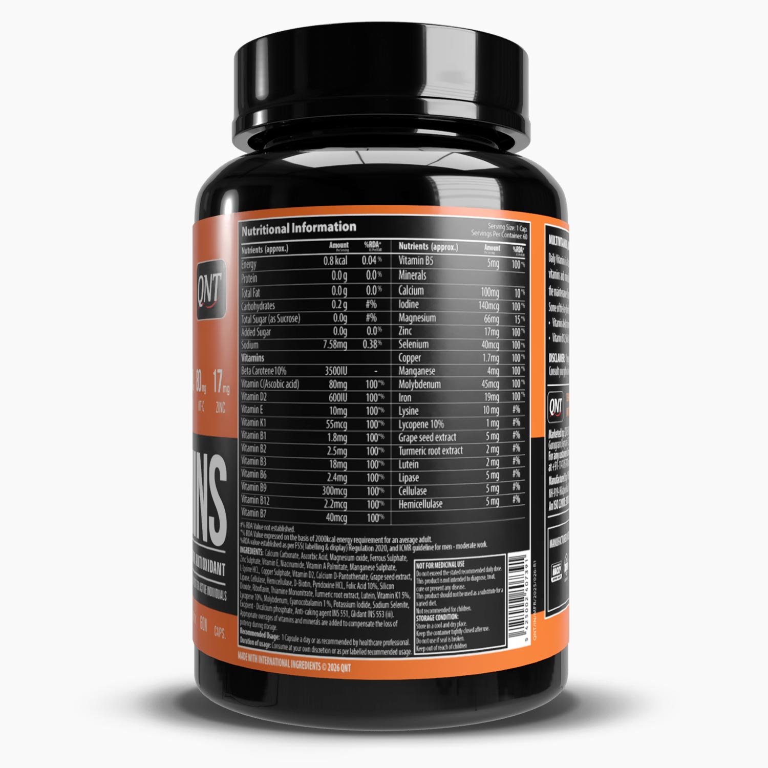 QNT DAILY VITAMINS | COMPLETE VITAMINS & MINERALS FORMULA | 60 CAPS