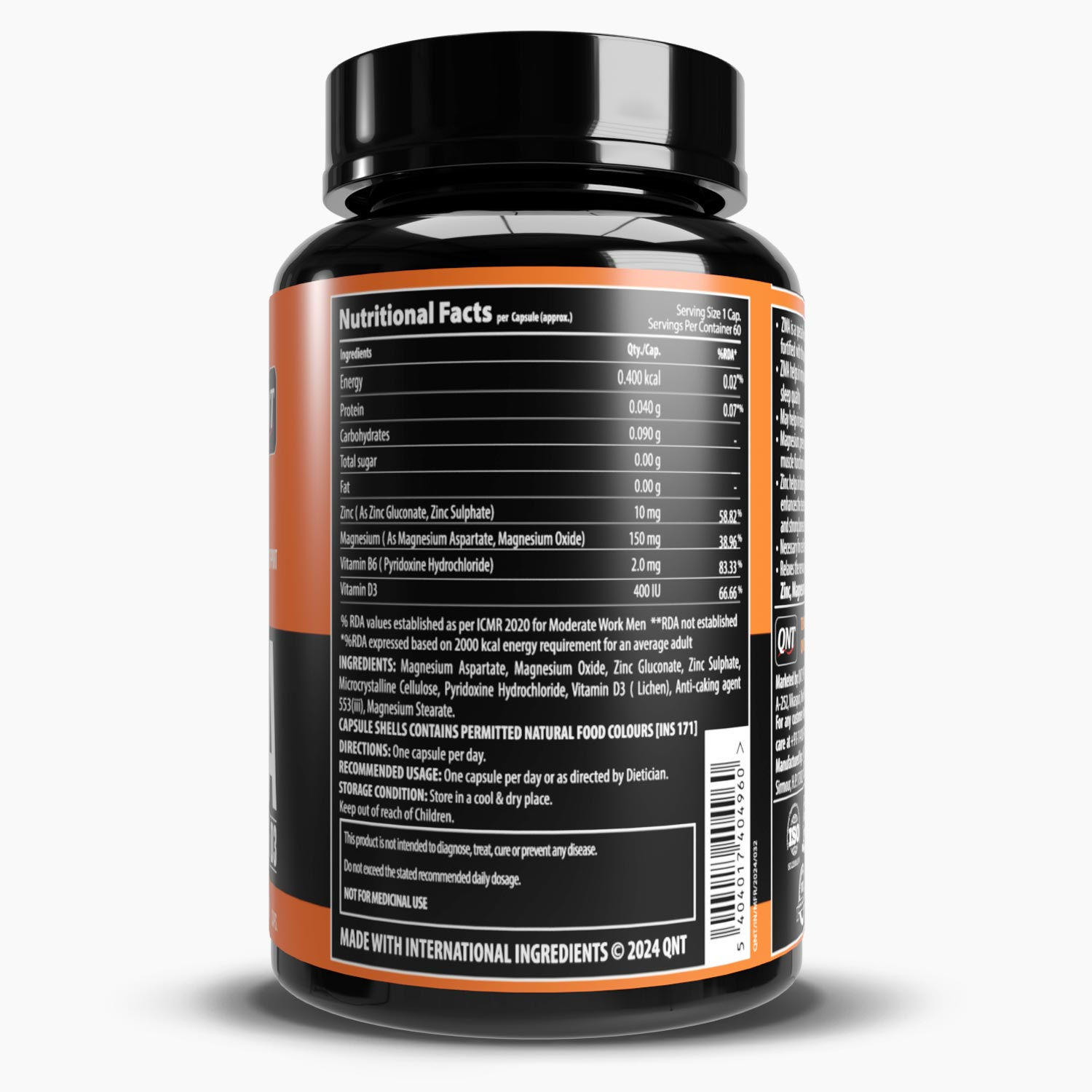ZMA (ZINC MAGNESIUM ASPARTATE) VIT B6 WITH D3 | 60 CAPS