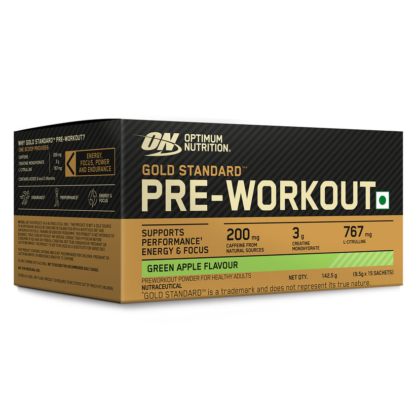 Optimum Nutrition (ON) Gold Standard Pre-Workout- 142.5g/15 single serve packs (Fruit Punch Flavor), For Energy, Focus, Power, Endurance & Performance